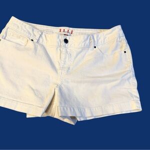 ELLE White Denim Shorts Women’s Size 14 Low-Rise Stretch Cotton Stretch